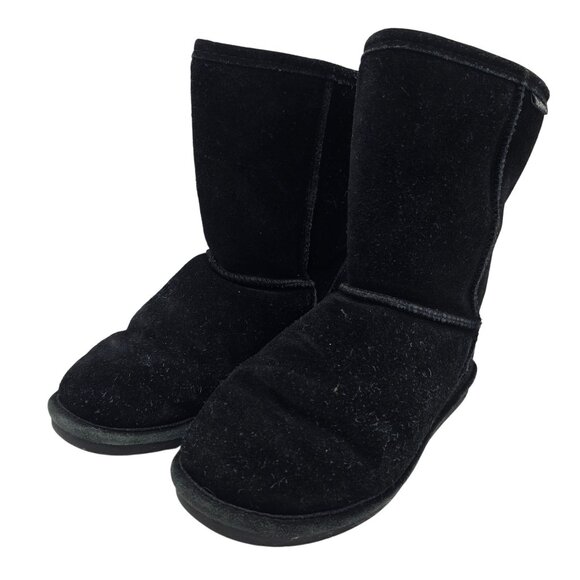 Bearpaw Emma Short Black Suede & Sheepskin Boots Womens Size 8 - Picture 1 of 9